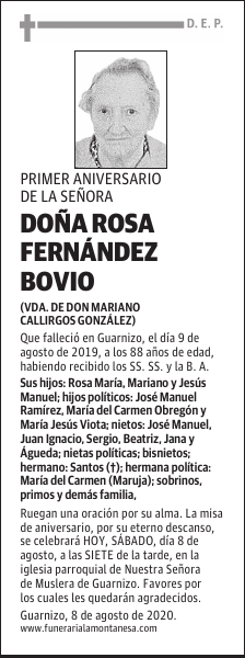 DOÑA ROSA FERNÁNDEZ BOVIO