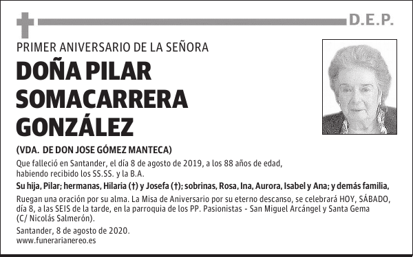DOÑA PILAR SOMACARRERA GONZÁLEZ
