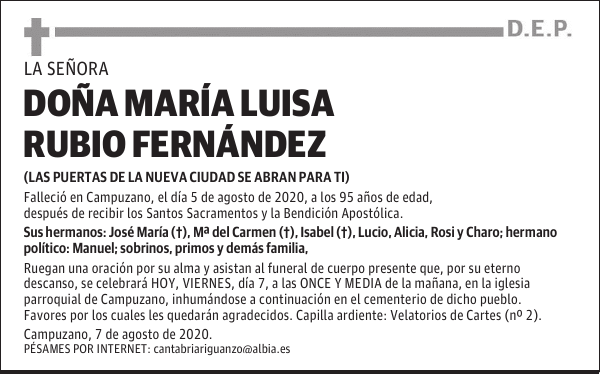 DOÑA MARÍA LUISA RUBIO FERNÁNDEZ