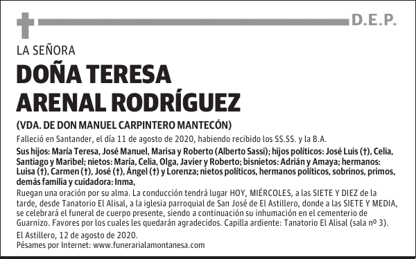 DOÑA TERESA ARENAL RODRÍGUEZ