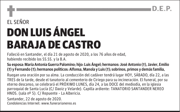 DON LUIS ÁNGEL BARAJA DE CASTRO