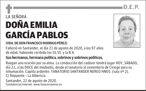 DOÑA EMILIA GARCÍA PABLOS