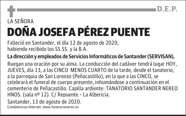 DOÑA JOSEFA PÉREZ PUENTE