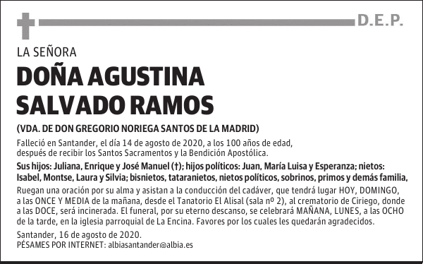 DOÑA AGUSTINA SALVADO RAMOS