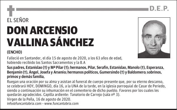 DON ARCENSIO VALLINA SÁNCHEZ