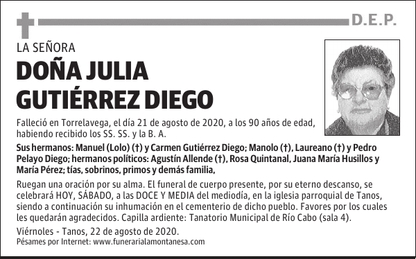 DOÑA JULIA GUTIÉRREZ DIEGO