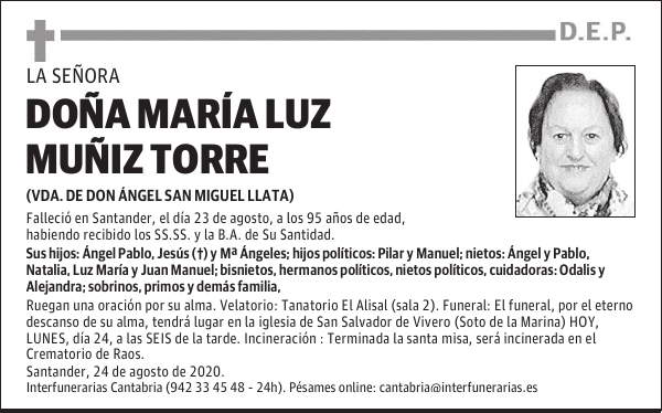 DOÑA MARÍA LUZ MUÑIZ TORRE