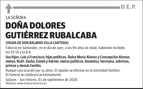 DOÑA DOLORES GUTIÉRREZ RUBALCABA