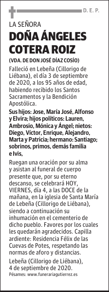 DOÑA ÁNGELES COTERA ROIZ