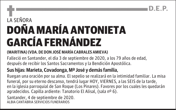 DOÑA MARÍA ANTONIETA GARCÍA FERNÁNDEZ
