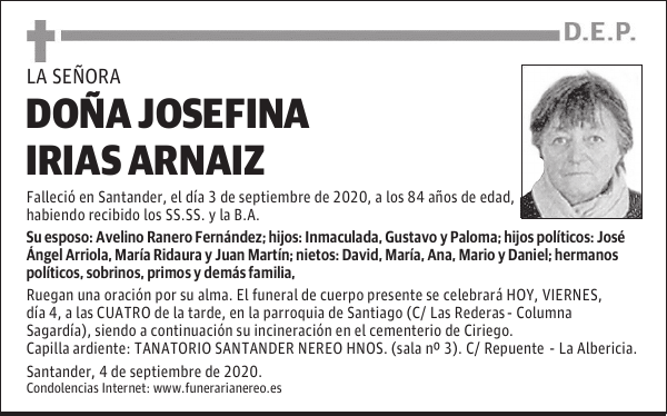 DOÑA JOSEFINA IRIAS ARNAIZ