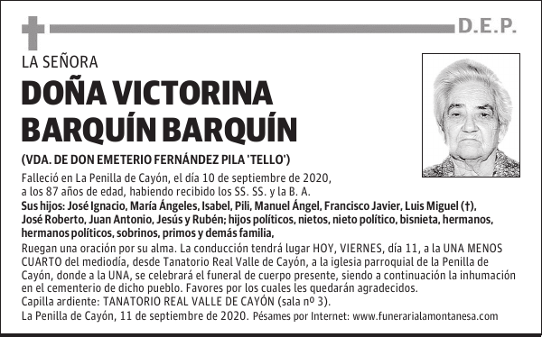 DOÑA VICTORINA BARQUÍN BARQUÍN