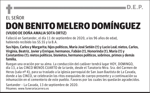 DON BENITO MELERO DOMÍNGUEZ