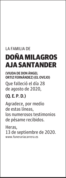 DOÑA MILAGROS AJA SANTANDER