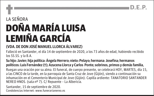 DOÑA MARÍA LUISA LEMIÑA GARCÍA