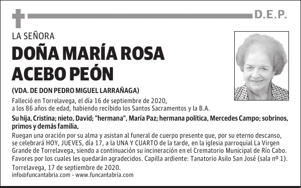 DOÑA MARÍA ROSA ACEBO PEÓN