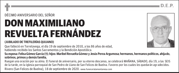 DON MAXIMILIANO REVUELTA FERNÁNDEZ
