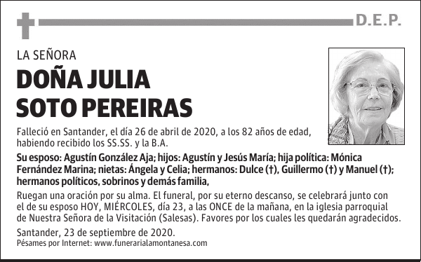 DOÑA JULIA SOTO PEREIRAS