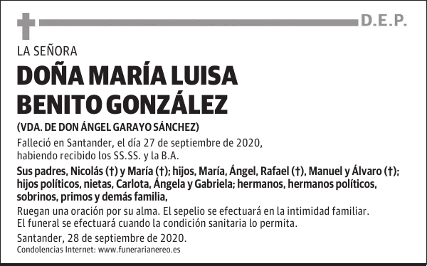 DOÑA MARÍA LUISA BENITO GONZÁLEZ