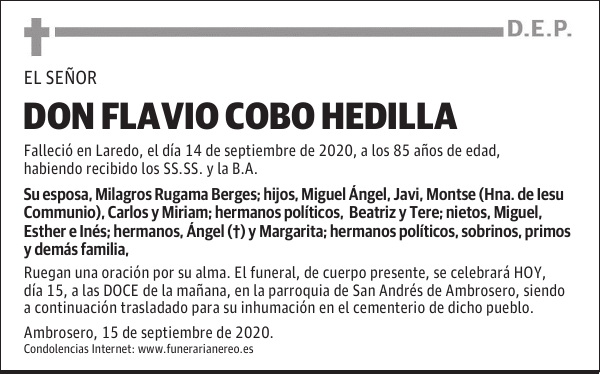 DON FLAVIO COBO HEDILLA