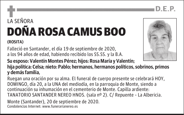 DOÑA ROSA CAMUS BOO