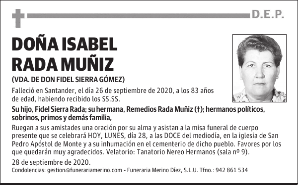 DOÑA ISABEL RADA MUÑIZ