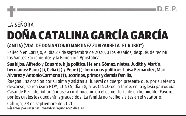 DOÑA CATALINA GARCÍA GARCÍA