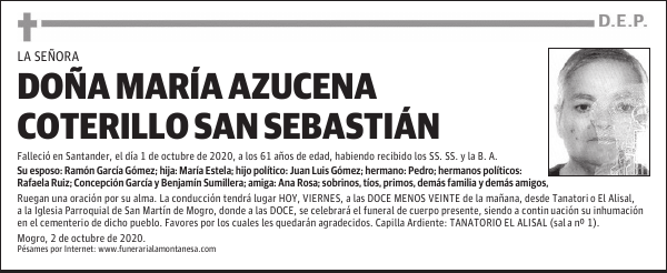 DOÑA MARÍA AZUCENA COTERILLO SAN SEBASTIÁN