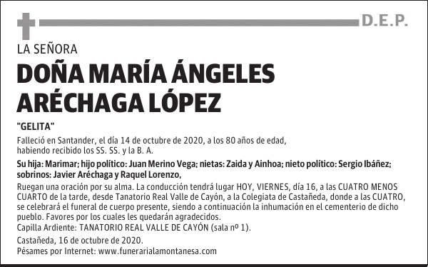 DOÑA MARÍA ÁNGELES ARÉCHAGA LÓPEZ