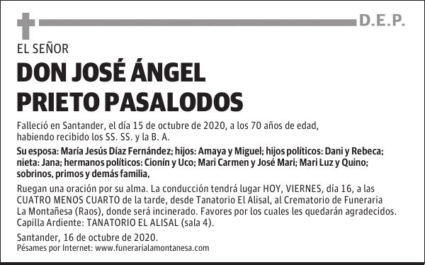 DON JOSÉ ÁNGEL PRIETO PASALODOS