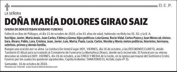 DOÑA MARÍA DOLORES GIRAO SAIZ