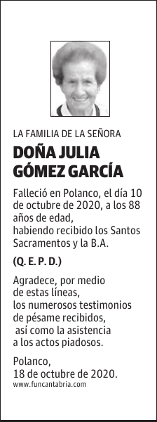 DOÑA JULIA GÓMEZ GARCÍA