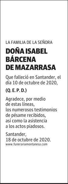 DOÑA ISABEL BÁRCENA DE MAZARRASA
