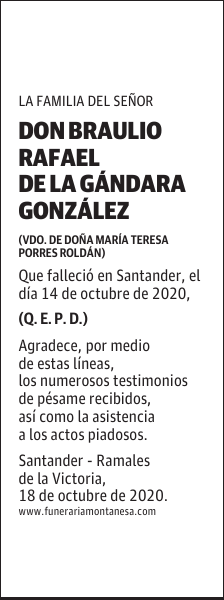 DON BRAULIO RAFAEL DE LA GÁNDARA GONZÁLEZ