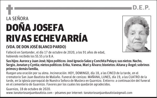 DOÑA JOSEFA RIVAS ECHEVARRÍA