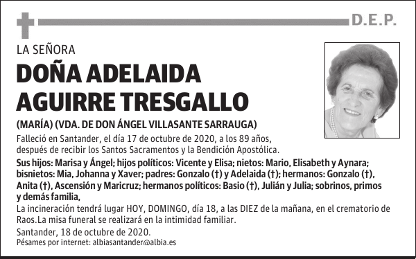 DOÑA ADELAIDA AGUIRRE TRESGALLO