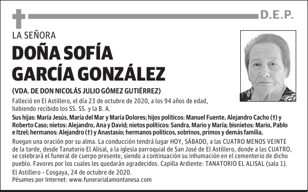 DOÑA SOFÍA GARCÍA GONZÁLEZ
