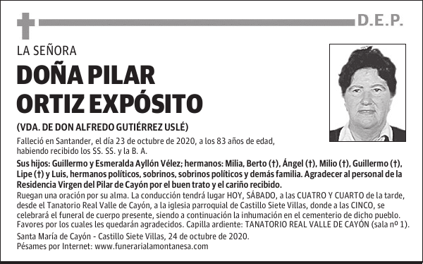 DOÑA PILAR ORTIZ EXPÓSITO