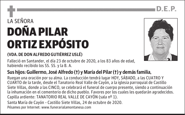 DOÑA PILAR ORTIZ EXPÓSITO