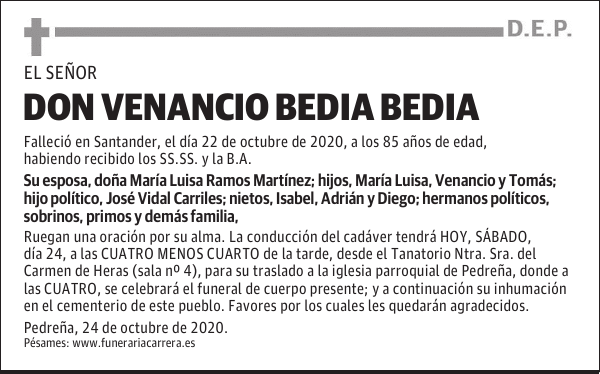 DON VENANCIO BEDIA BEDIA