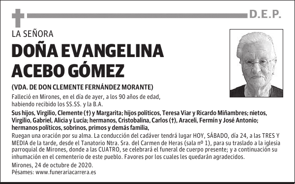DOÑA EVANGELINA ACEBO GÓMEZ