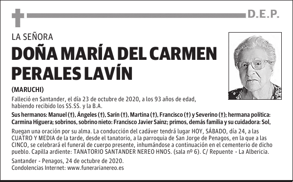 DOÑA MARÍA DEL CARMEN PERALES LAVÍN
