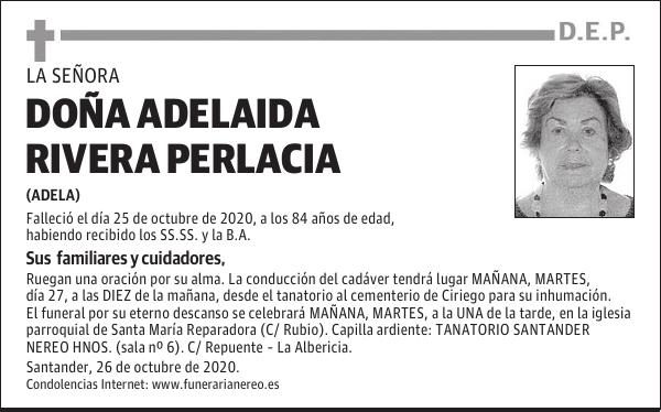 DOÑA ADELAIDA RIVERA PERLACIA