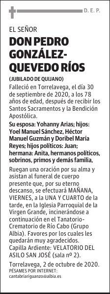 DON PEDRO GONZÁLEZ- QUEVEDO RÍOS