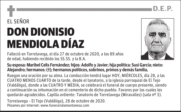 DON DIONISIO MENDIOLA DÍAZ