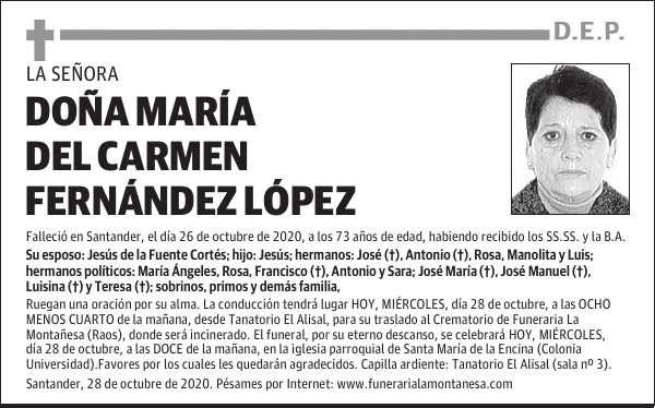 DOÑA MARÍA DEL CARMEN FERNÁNDEZ LÓPEZ
