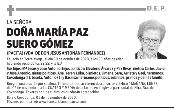 DOÑA MARÍA PAZ SUERO GÓMEZ