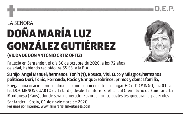 DOÑA MARÍA LUZ GONZÁLEZ GUTIÉRREZ