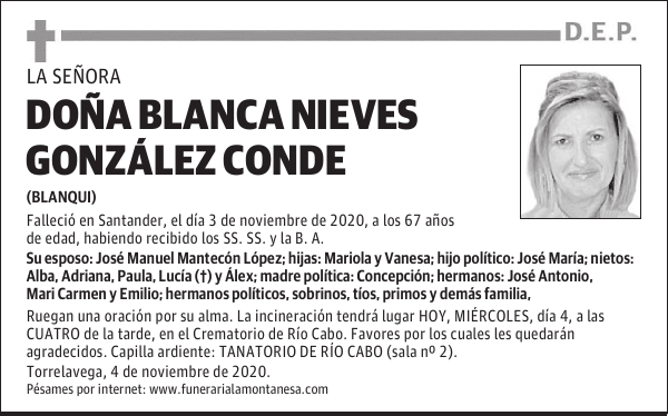 DOÑA BLANCA NIEVES GONZÁLEZ CONDE