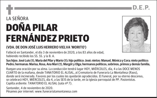 DOÑA PILAR FERNÁNDEZ PRIETO
